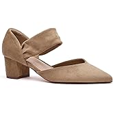 Block Heels for Women Comfortable Strap Closed Pointed Toe Heel Women's Low Chunky Pumps Wedding Party Work Prom Dress Shoes