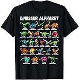 Types of Dinosaurs Alphabet A-Z ABC Dino Identification T-Shirt Small
