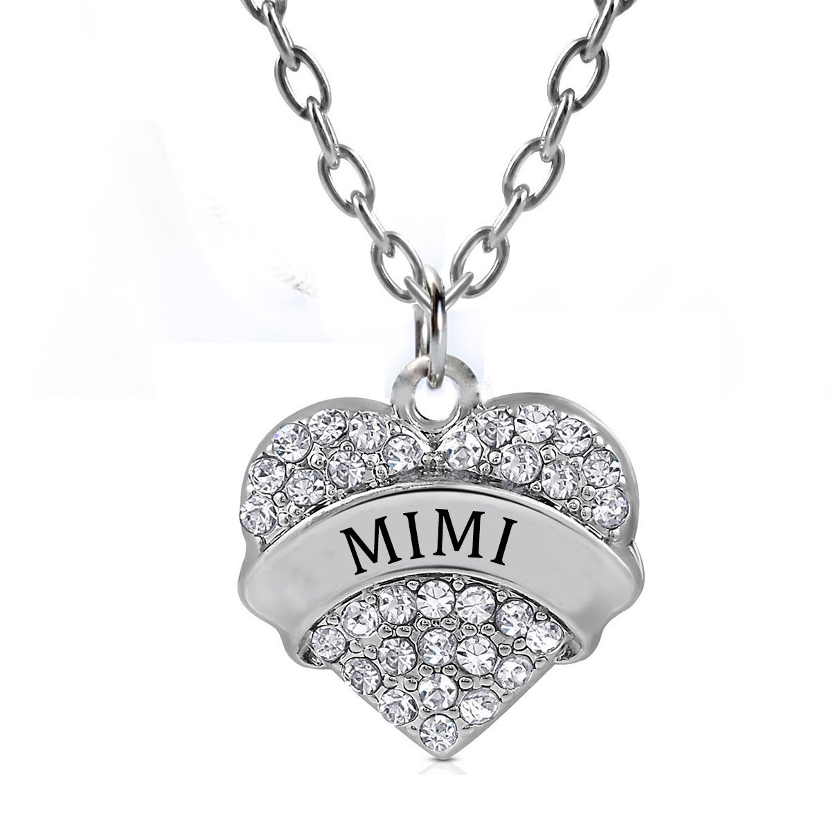 Mimi Gifts Heart Pendant Necklace Women Girl - Charm White Crystal Silver Jewelry Gift