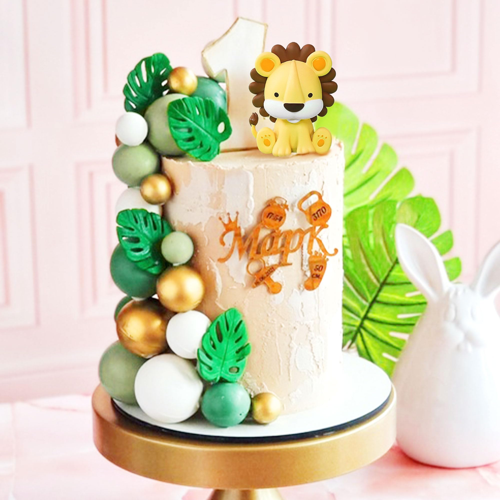 JeVenis Löwe Tortenaufleger Safari Tier Tortenaufleger Löwe Geburtstag Dekorationen Wild One Kuchendekoration Safari Kuchendekorationen