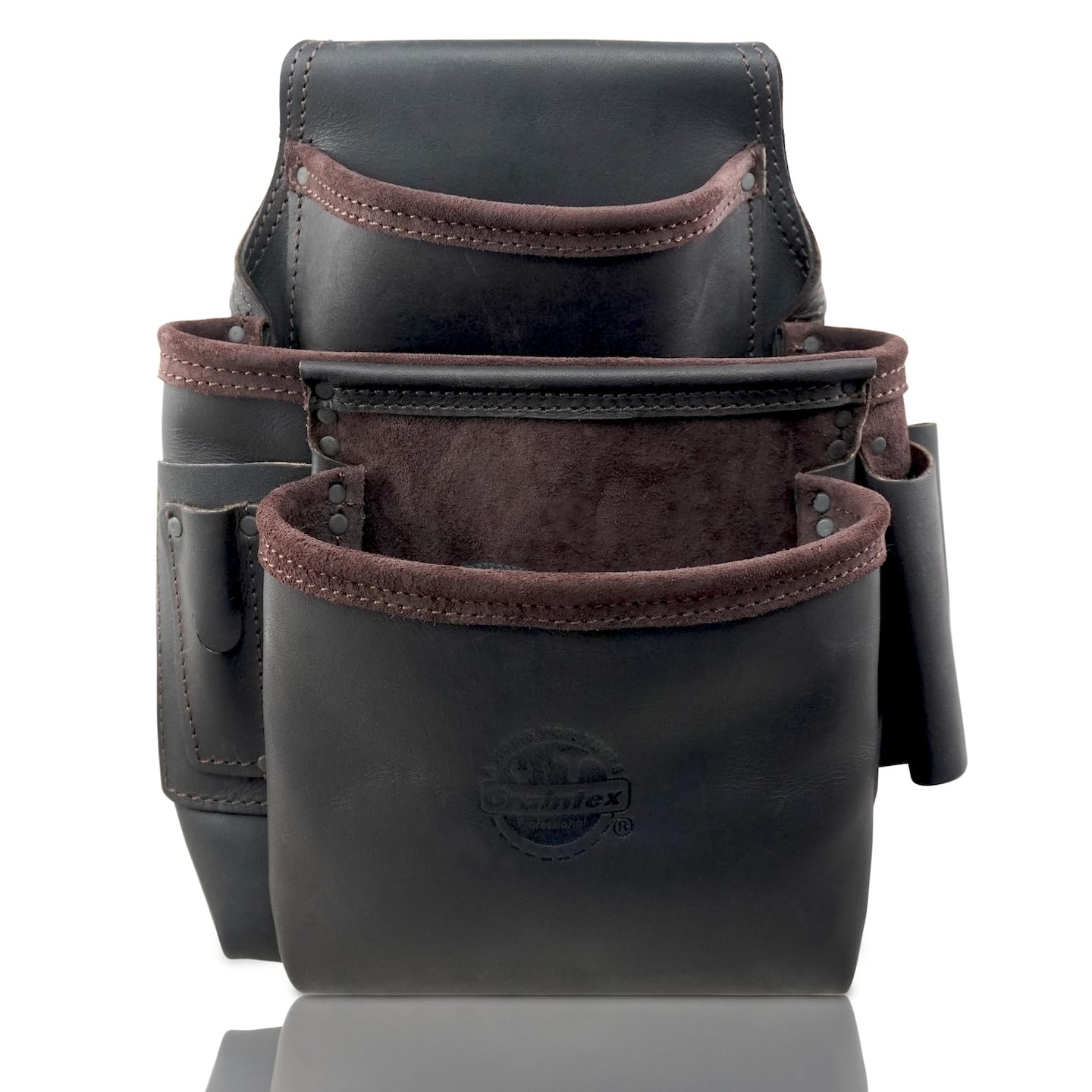 Photo 1 of Graintex OS2085 9 Pocket Nail & Tool Pouch Top Grain Oil Tanned Leather for Framers, Constructors, Electricians, Plumbers, Handyman Black