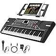 61 Key Keyboard Piano, Portable Electronic Keyboard Piano for Beginners with Speakers, Microphone, Sheet Music Stand, 100 Voices, 100 Rhythms, Digital Music Keyboard for Beginners