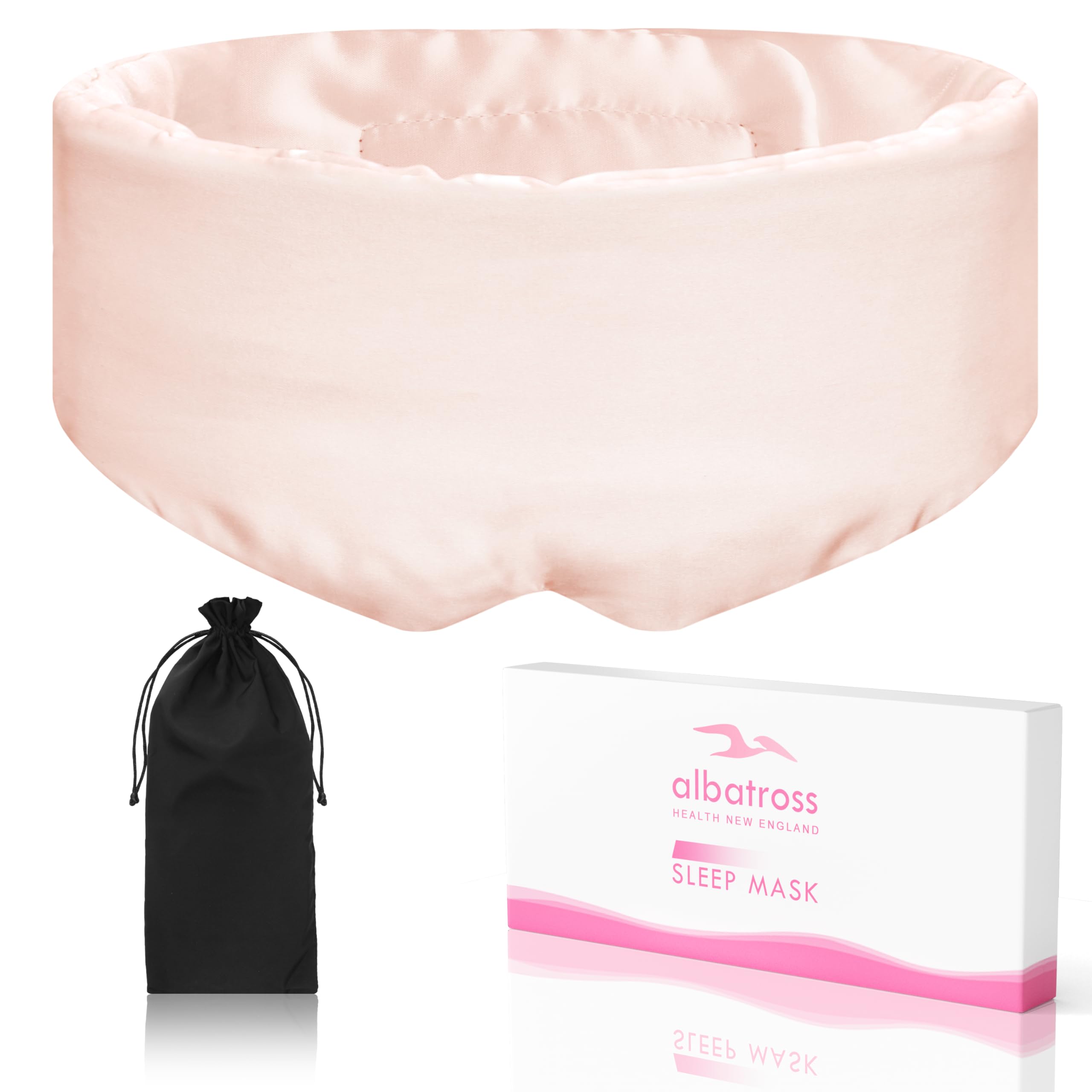 Photo 1 of Full Cover Sleep Mask for Men and Women, Face-Hugging Padded Silk Eye Cover for Sleeping with Adjustable Band, Breathable & Soft for Sleeping, Yoga, Traveling (Pink-Silk)