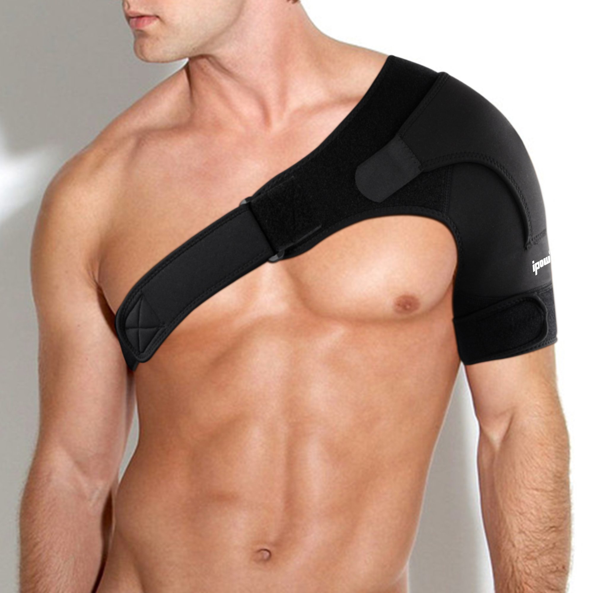 ipow Adjustable Unisex Shoulder Support Brace Strap Fits Left or Right Shoulder Helps Shoulder Stability - L