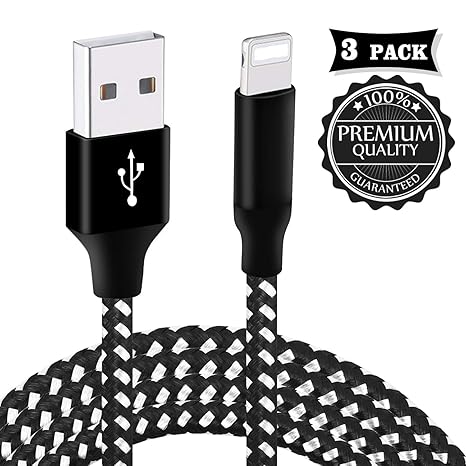 Mitesbony Phone Ladekabel 2m/3pack Nylon geflochtene Schnur CE Zertifiziert kompatibel mit Phone X/8/8 Plus/7/7 Plus/6 PLUS/6