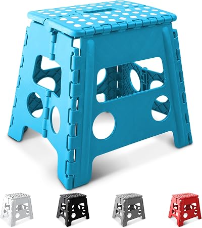 KEPLIN 13 Inch Heavy Duty Folding Step Stool Non-Slip Blue