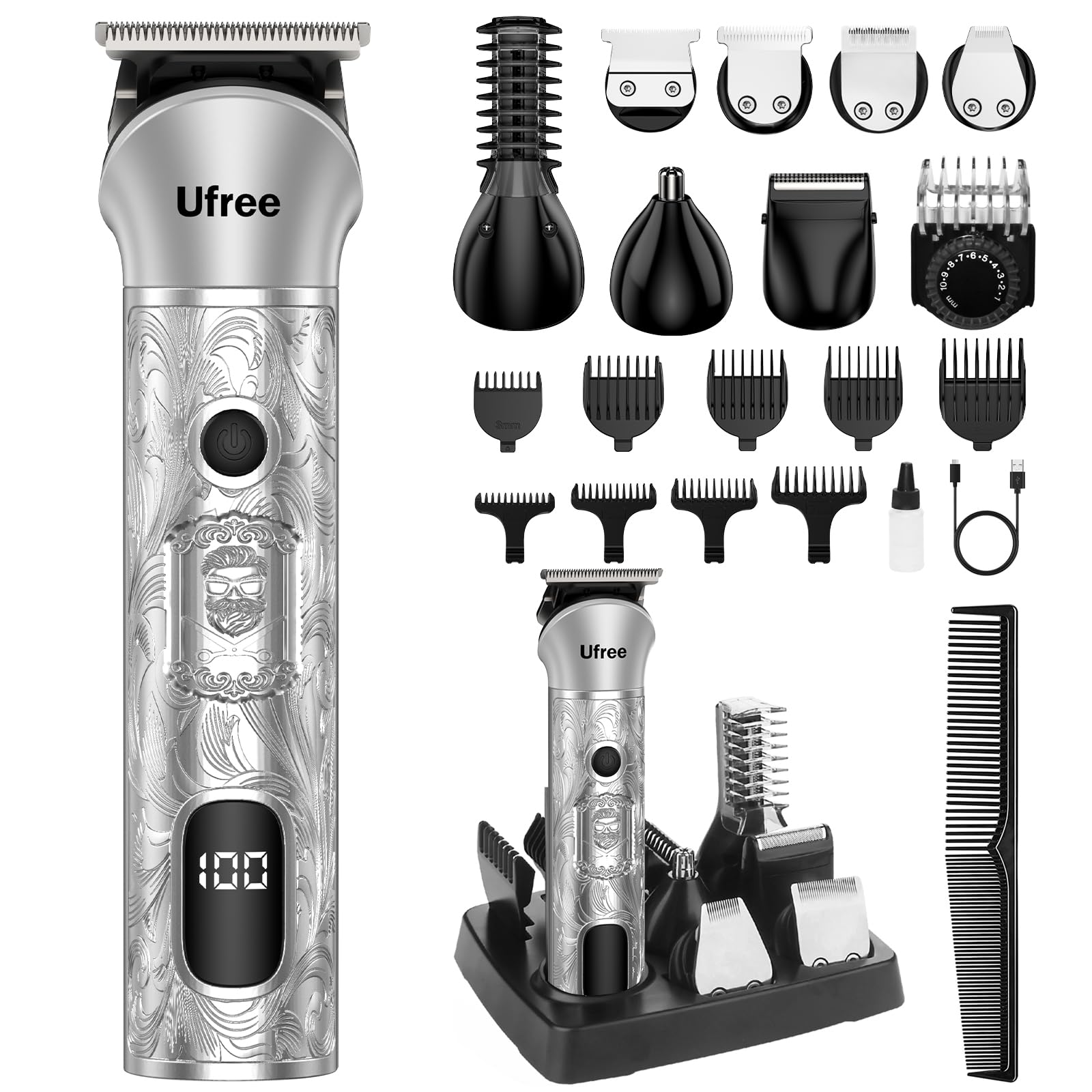 Photo 1 of Ufree Beard Trimmer for Men, 7 in 1 Electric Shavers Razor, Cordless Hair Trimmer, Men's Grooming Kit for Body Hair, Nose, Face & Mustache, Birthday Gifts for Men, Husband Father