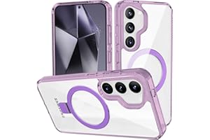 STERKER Magnetic Ring Stand for Samsung Galaxy S23 + Case [Military Grade Drop Protection][Compatible with Magnetic] with Kickstand, Not Yellowing Slim Case for S23 Plus, Clear Purple