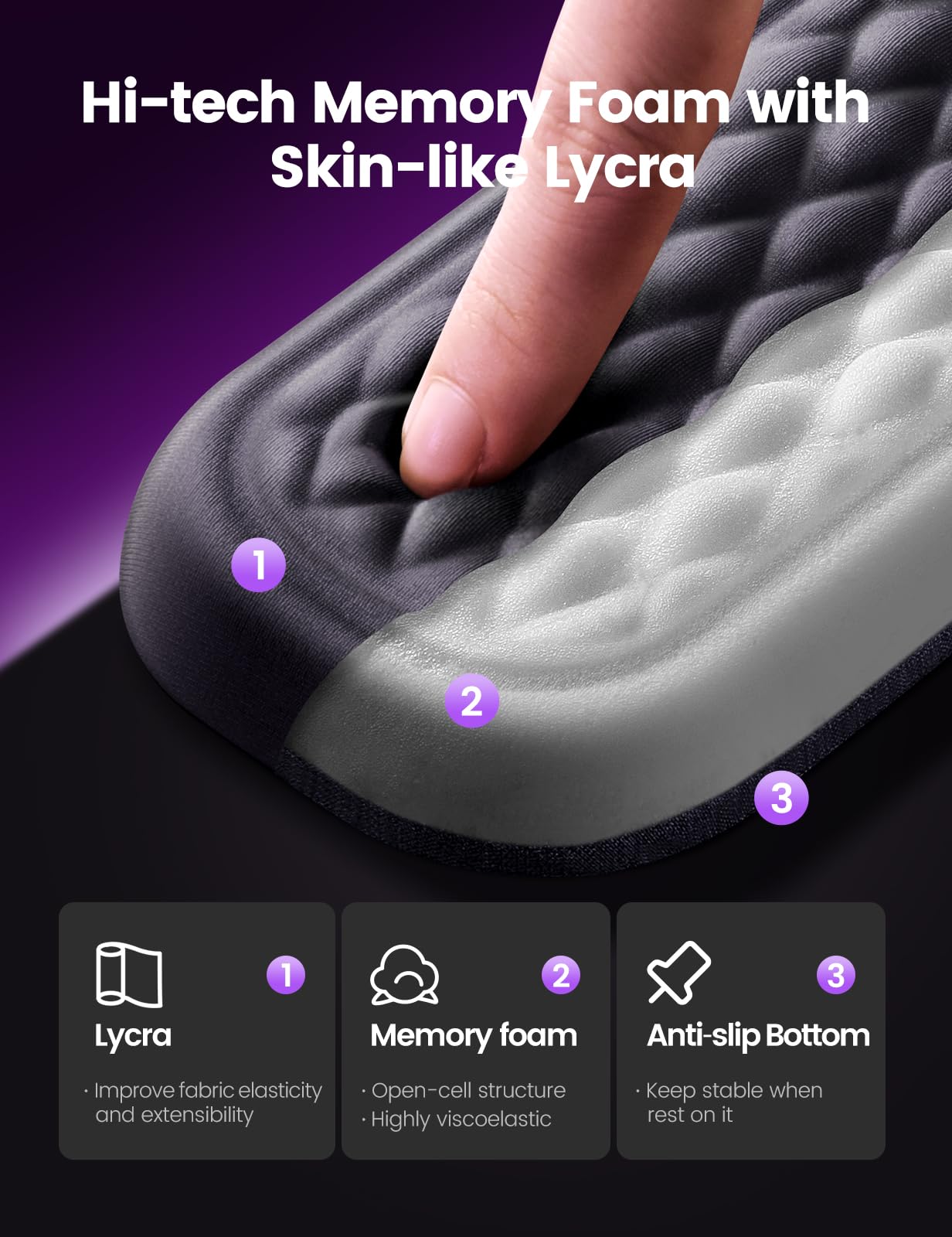 Vaydeer Handballenauflage für Tastatur und Maus, Wrist Rest, Ergonomisches Memory-Foam-Handgelenkstützen-Set für Büro und Spiele - Schwarz. 4