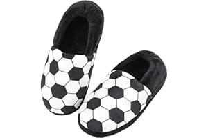 YSEOUL Little Kids Big Boys House Slippers, Kids Warm Slip On Home Slippers with Soft Memory Foam Cute Winter Nonslip Indoor Shark Dinosaur Soccer Dog Slippers