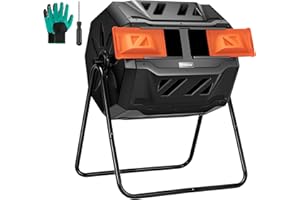 VIVOSUN Outdoor Tumbling Composter Dual Rotating Batch Compost Bin, 43 Gallon Orange Door