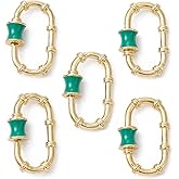 LiQunSweet 5 Pcs Long-Lasting Plated Small Oval Enamel Screw Carabiner Lock Clasps for DIY Jewelry Making Women Girls Gifts - 19×12.6mm
