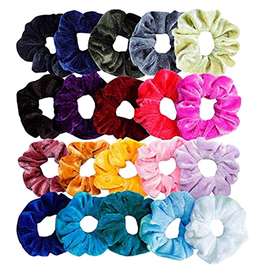 KNDDYY 20 Pcs Hair Scrunchies Velvet Elastic Hair Bands Scrunchy Hair Ties Ropes Scrunchie Hair Accessories (20PC)