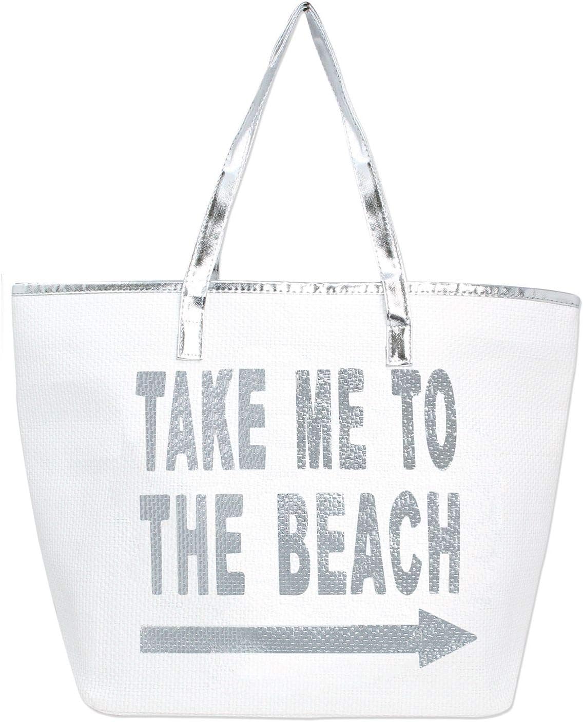 silver beach bag