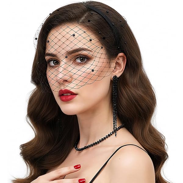Fascinator In Velo Nero Con Cerchietto, Stile Anni '20, Perfetto Per Matrimoni, Carnevali E Tea Party