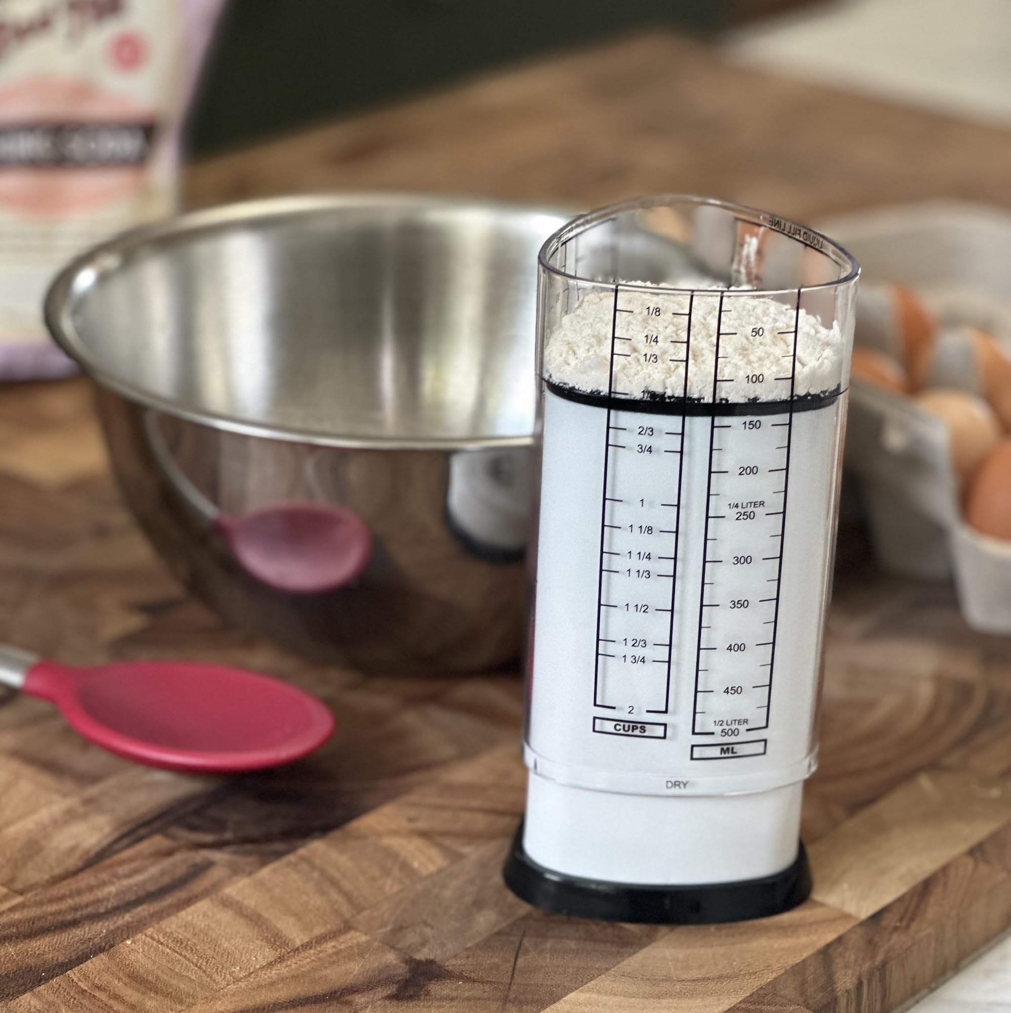 KitchenArt 2 Cup Tri Adjust A-Cup, Easy Pour Measuring Cup, 3.25x3.25x6