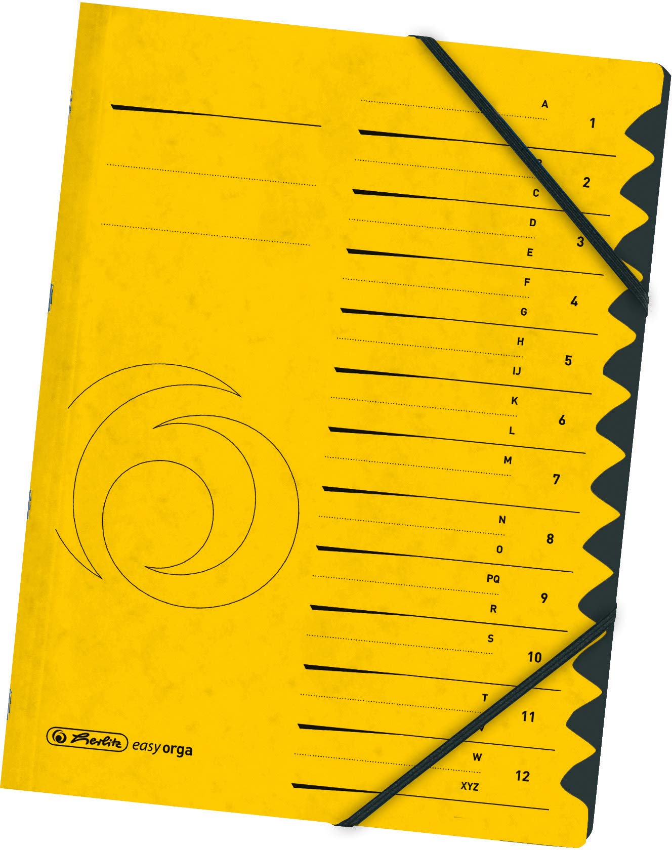 Herlitz Colorspan Part File Manilla Elasticated with Index Tabs 12-Part A4 Yellow Ref 10843340