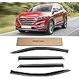 Window Visor for 2016-2021 Hyundai Tucson, Out-Channel Rain Guards Shields Vent Deflector Shade Wind Dark Smoke for 16-21 Tucson 2017 2018 2019 2020, Tape-On Outside-Mount, 4PCS