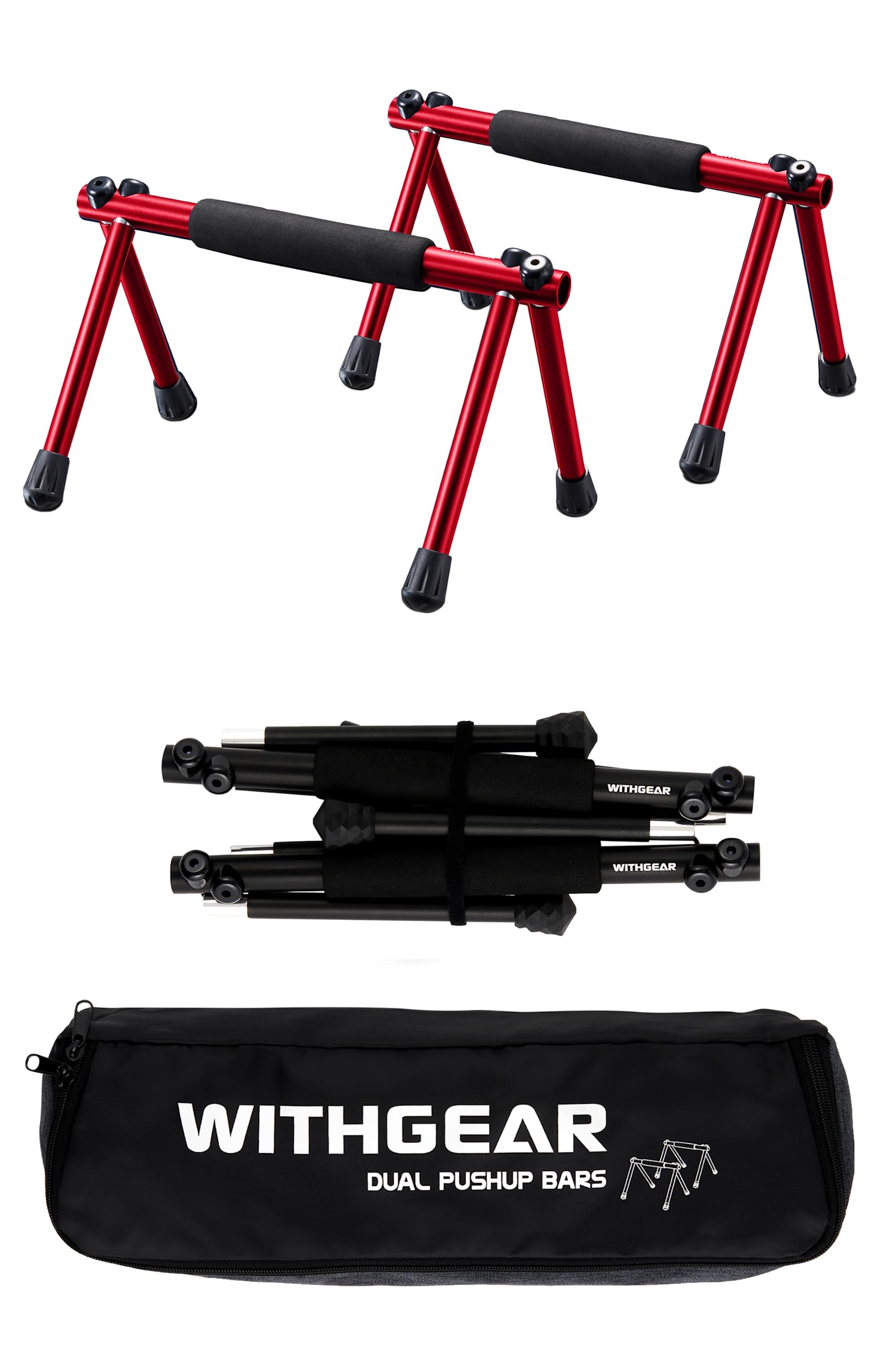 Withgear Folding Push Bar - Duralumin Metal Push Bars Heavy Duty Lightweight and Indoor Outdoor Parallet Bar for Men and Women Red Falcon