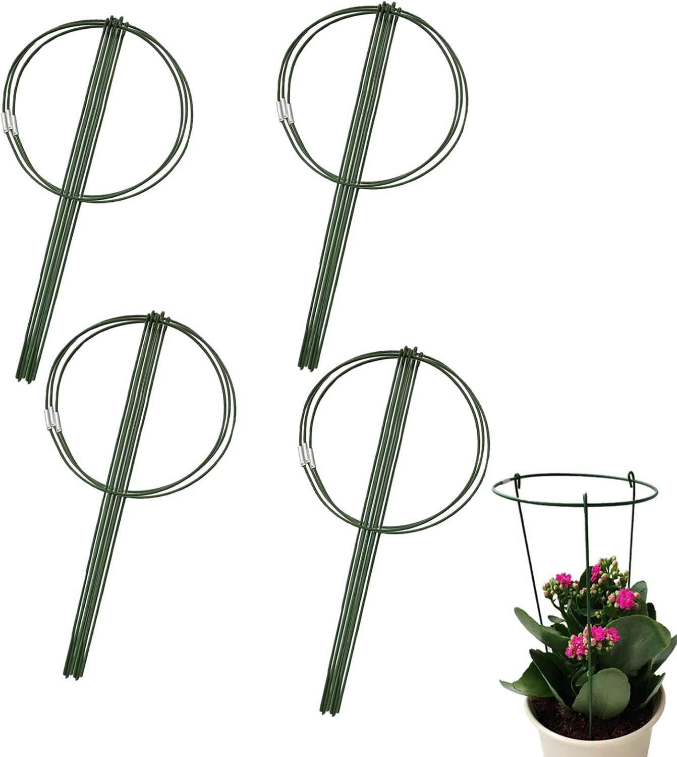 ADSRO 4 Pack Metal Plant Support Stake with Adjustable