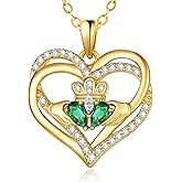 F4DEDAN Sterling Silver Necklace for Women Celtic Knot Irish Necklace Love Heart Pendant Valentine's Day Jewelry Romantic Gifts