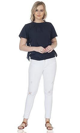 Buy Badge Women High Neck Party Wear Top Short Sleeve Size S At Amazon In