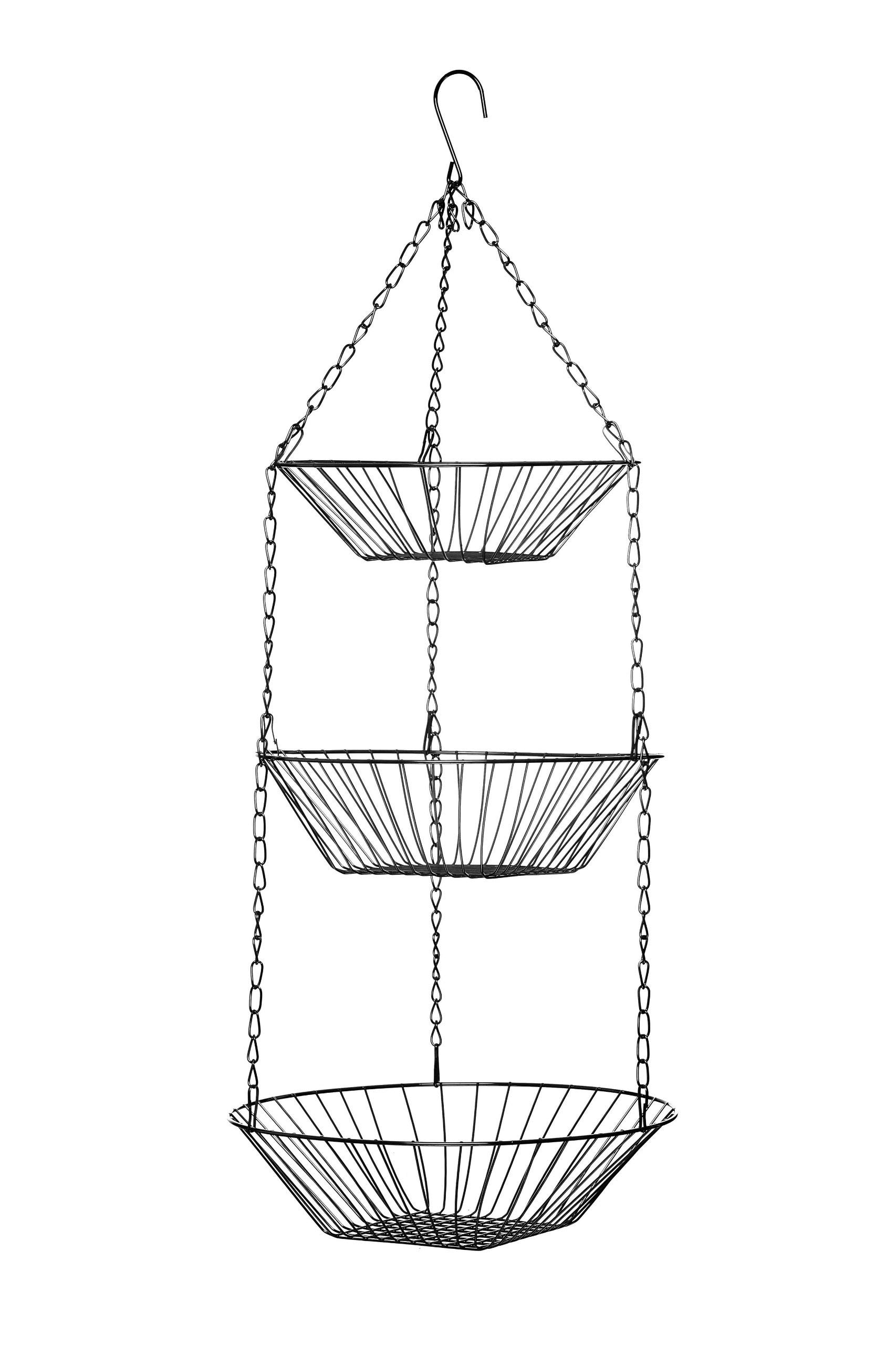 Premier Housewares 509653 3-Tier Chrome Hanging Baskets, 28 x 71 cm, Silver