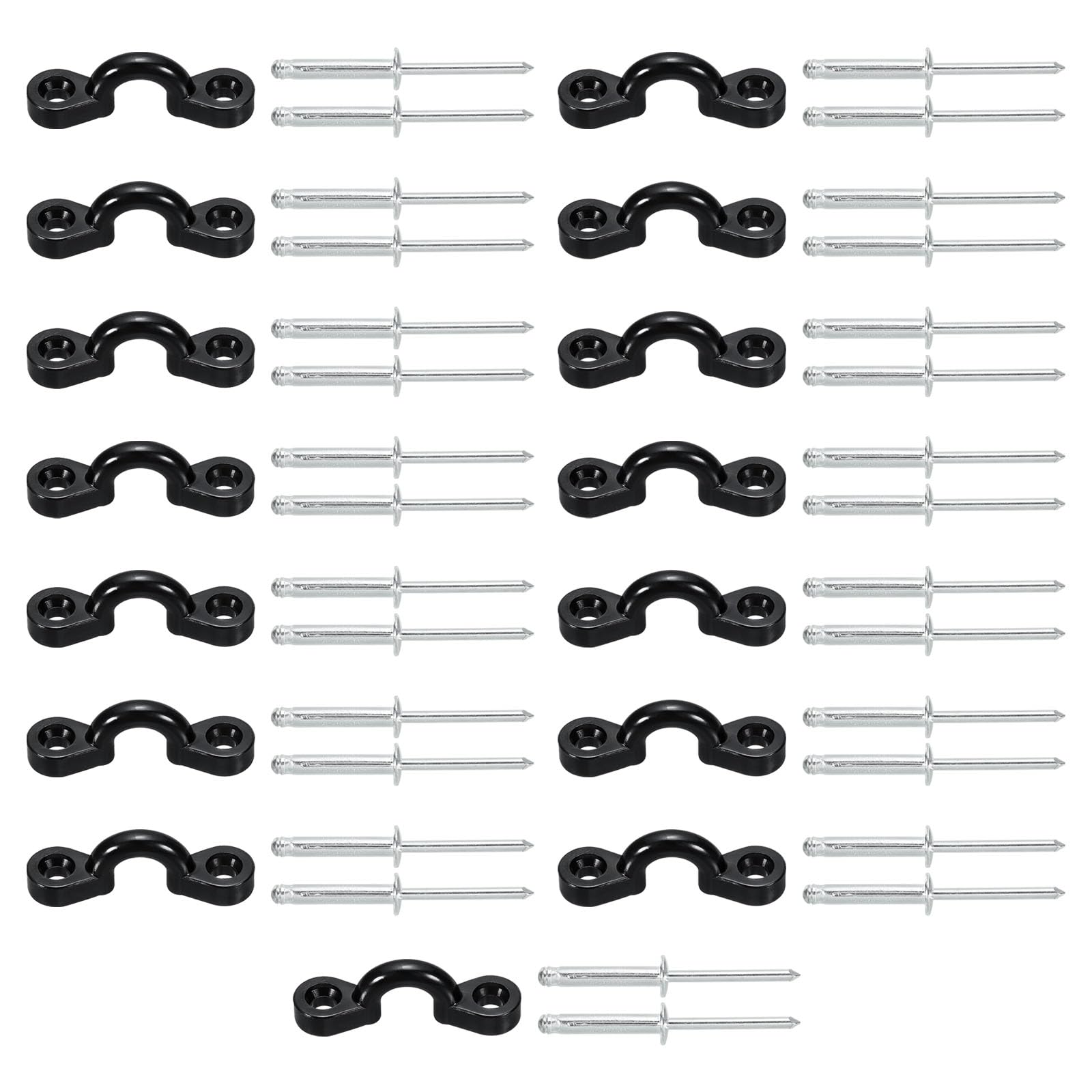 PATIKIL Kayak Pad Eye Kit, 15 Pack Nylon Deck Loops Bimini Boat Top Eye Straps with 30 Blind Rivets for Kayaks Canoes Boats Tie Down