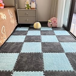 12Pcs Interlocking Carpet Tiles,12"x 12" Plush