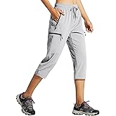 Libin Women's Capri Pants Lightweight Quick Dry Cargo Hiking Capris Travel Casual Cropped Pants Zipper Pockets