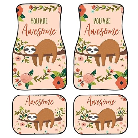 Amazon Com Coloranimal Cute Awesomen Sloth Front Rear Seat Car