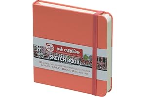 Royal Talens T9314-314M 441874 Talens Art Creation Sketchbook, Drawing Notebook, 4.7 x 4.7 inches (12 x 12 cm), Coral Red