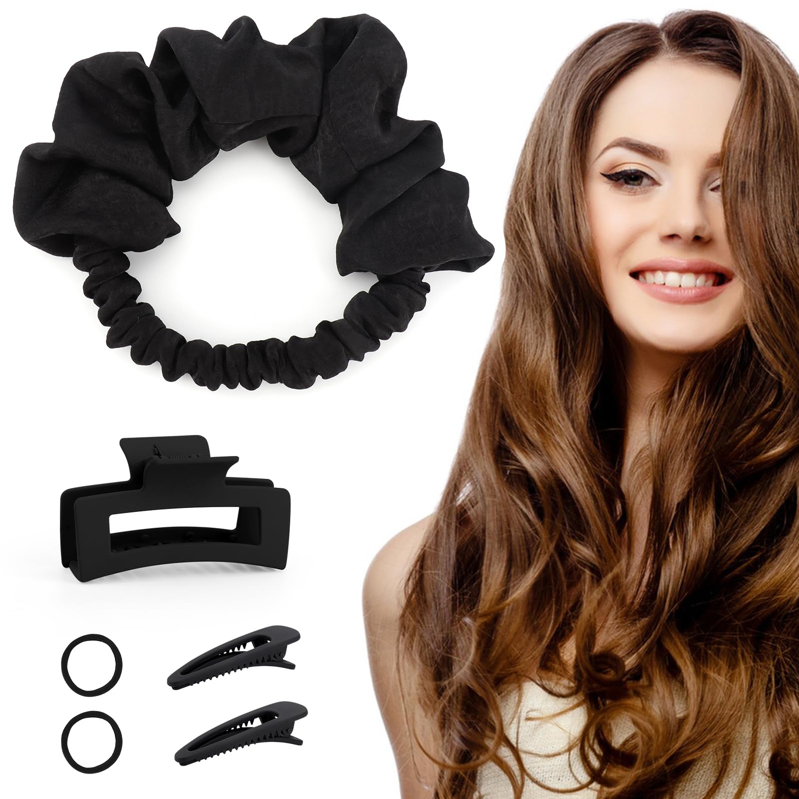 Headband-Style Heatless Curlers for Long Hair,No Heat Hair Curlers, Comfortable Sleep-In Scrunchie for Effortless Curls,Bun hairstyle