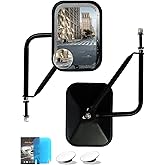 Doors Off Mirrors Compatible with Jeep Wrangler JK JL & Unlimited,Anti-shake and Wider View Mirror Door Off Easier Install Door Hinge Mirror