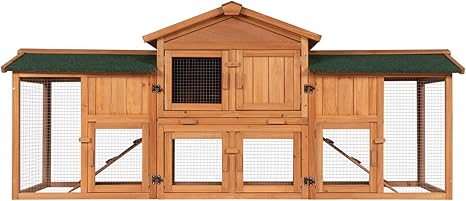 Amazon Com Kinbor Wooden Hutch For Rabbits Outdoor Garden