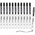WRITECH Retractable Dry Erase Markers: Fine Point Clickable Black Colored Ink Marker Low Odor Erasable Thin Tip Refillable Whiteboard Marker Pen Set 12ct No Bleed Smear