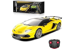 AEROQUEST Lamborghini Remote Control Car, 1:24 Scale Electric Sport Racing Hobby Toy Car Lamborghini Model Vehicle for Boys Girls Birthday Gifts, Yellow