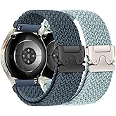 2 Pack Braided Bands for Samsung Galaxy Watch 7 6 5 4 FE Band 40mm 44mm/6 Classic 43mm 47mm/4 Classic 42mm 46mm/5 Pro/Active 2,20mm Elastic Nylon Sport Strap for Garmin Vivoactive 6/5/3 Women Men