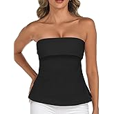 AURUZA Tube Tops for Women Strapless Backless Bandeau Top Sexy Going Out Trendy Off Shoulder Side Split Summer Bustier Tops