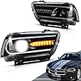 VLAND Led Headlights Compatible with Dodge Charger 2011 2012 2013 2014(Not fit 2012 Dodge Charger SE) w/Amber Sequential Turn