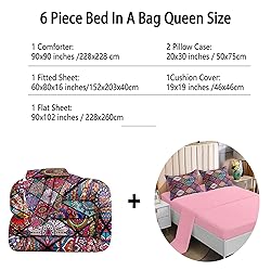 Boho Comforter Set Queen Size,6 Piece Bed in a Bag