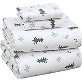 RUVANTI Flannel Sheets King Size - 100% Cotton Double Brushed King Bed Sheets Set - Deep Pockets 16 Inches - All Seasons Breathable & Extra Soft - Warm & Cozy, 4 Piece, Berry & Pine
