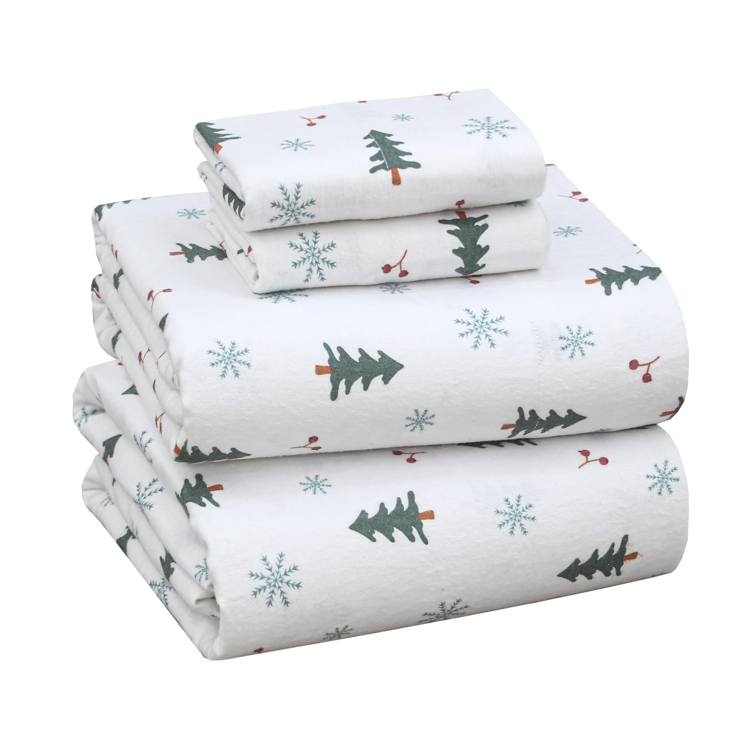 Photo 1 of RUVANTI Flannel Sheets King Size - 100% Cotton Double Brushed King Bed Sheets Set - Deep Pockets 16 Inches - All Seasons Breathable & Extra Soft - Warm & Cozy, 4 Piece, Berry & Pine