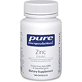 Pure Encapsulations Zinc (Citrate) - for Immune System, Tissue Development & Metabolism* - Mineral Supplement with Enzymes - Highly Absorbable Zinc - Vegan & Non-GMO - 180 Capsules