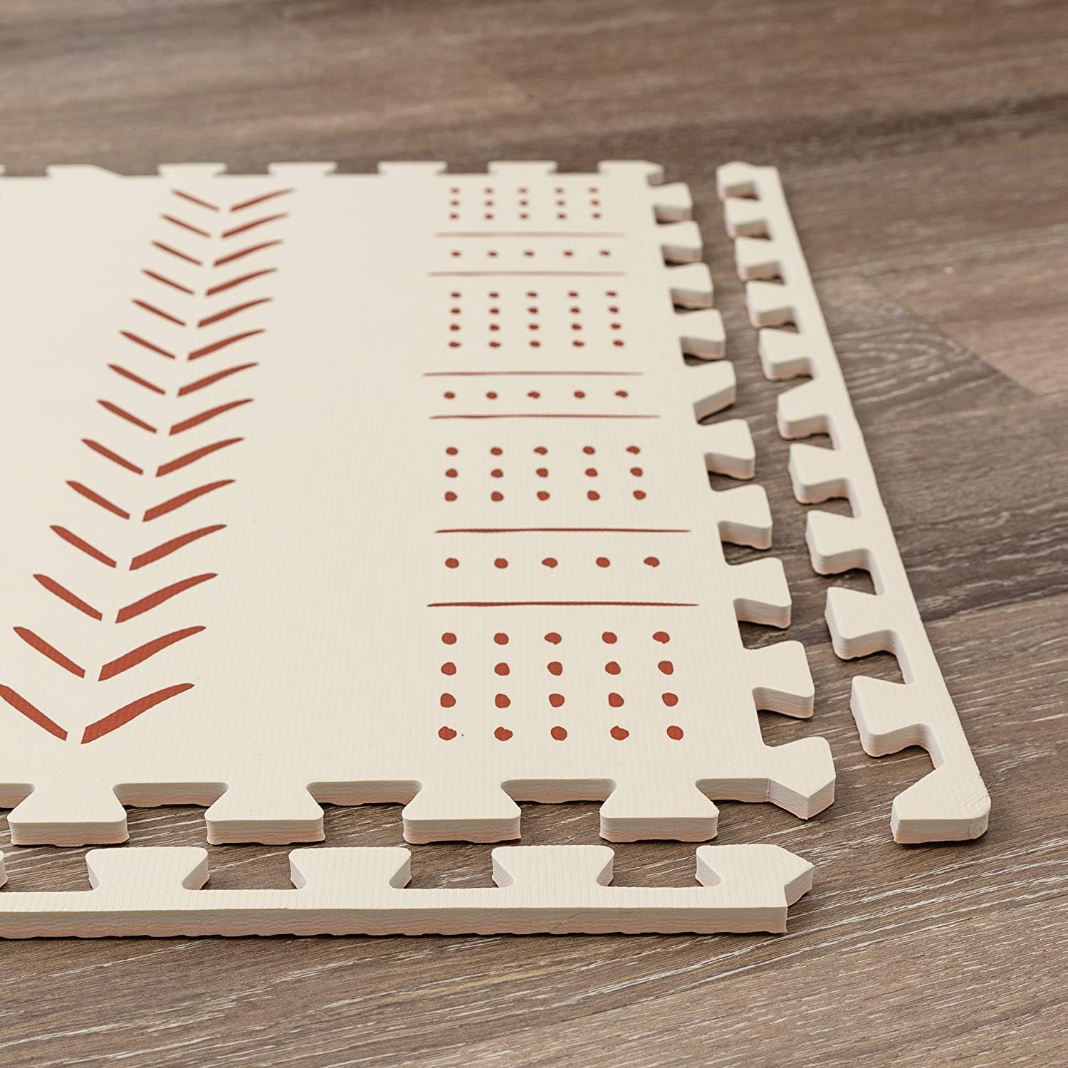 Childlike Behavior XL Baby Play Mat - 72 x 48-Inch Puzzle Play Mat with 6 Foam Floor Tiles - Interlocking Tummy Time Mats for Toddlers and Infants Playpen - Waterproof and Soft Crawling Mats - Beige