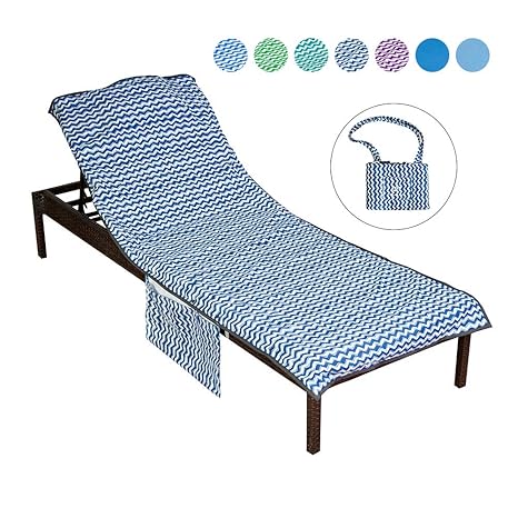 Runpilot Lounge Chair Cover Beach Towel With Pillow Thickened Pool Lounge Chair Cover With Pockets Holidays Sunbathing Quick Drying Terry Towels
