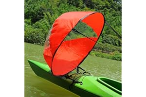 RENHAIGY Tandem Clear Kayak Wind Sail Kit Downwind Paddle Popup Board Inflatable Foldable Canoe Boats Accessories 42 Inches Durable Surfing Easy Setup Deploys Quickly Compact Portable