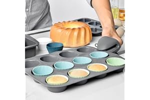 12pcs Silicone Cupcake Baking Cups, Reusable Silicone Baking Cups, BPA Free, Easy Clean Pastry Muffin Molds