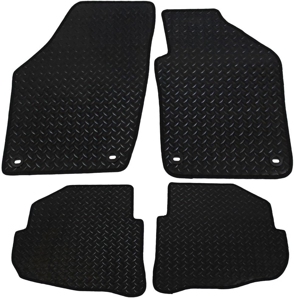 JVL Fully Tailored Rubber Car Mat Set with 4 Clips 4 Pieces, Black
