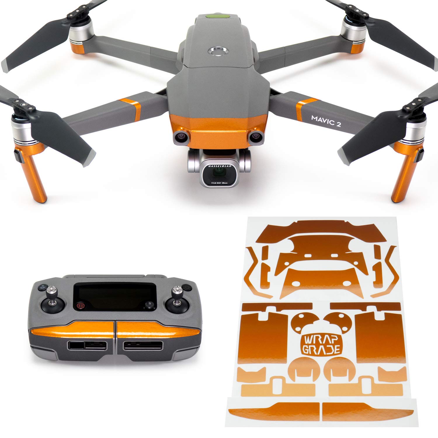 Wrapgrade Poly Skin Sticker compatible with DJI Mavic 2 | Accent Color (BUTTERFLY COPPER)